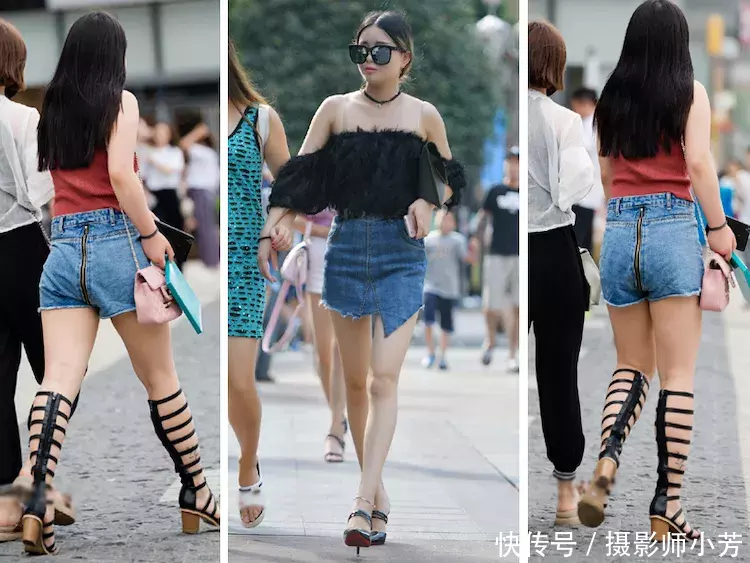 街拍 : 小姐姐穿的超短热裤拉链设计在后面，是穿反了吗？