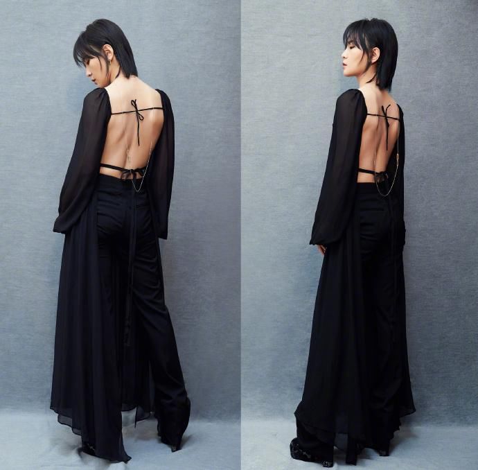 周笔畅性感露背装写真图片