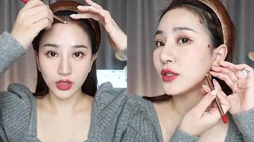  #鹅蛋脸#彩妆师分享不同脸型修容、打亮技巧手把手教学，肉饼脸也变鹅蛋脸