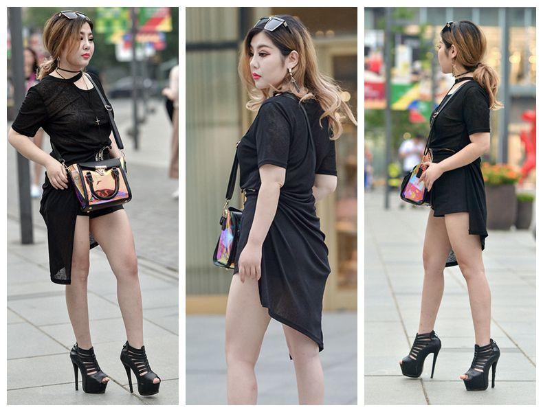 就凭小姐姐脚下穿的这双鱼嘴厚底高跟鞋,就给你打百分了