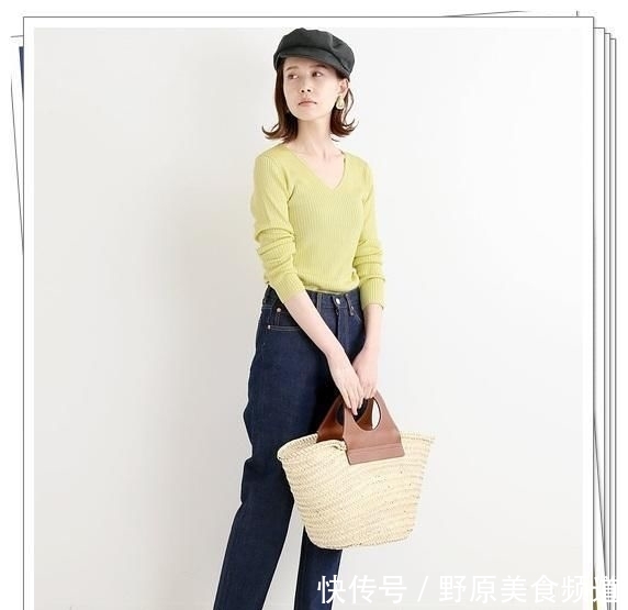  #明媚#黄色单品正在流行！15种黄色针织衫日系造型，明媚的春天气息