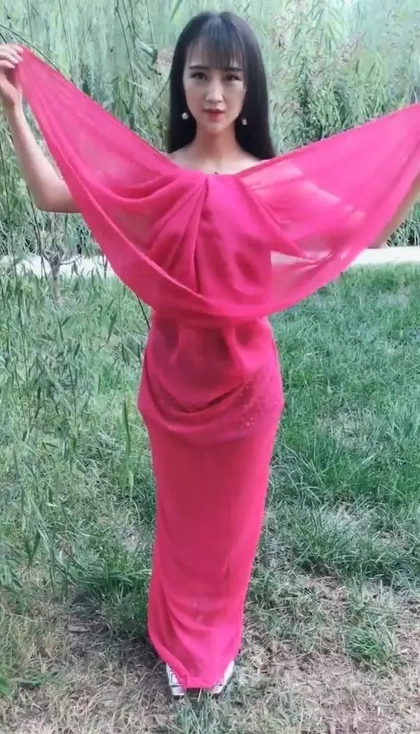 一块布包裹作连衣裙，小姐姐完全不用买衣服!