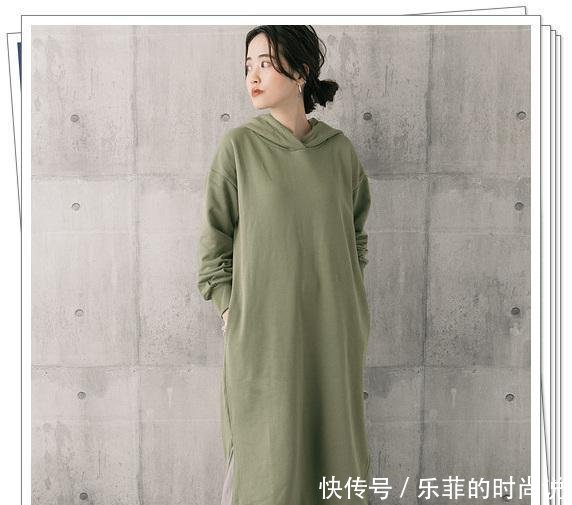 针织连衣@军绿色连衣裙完全不挑人!24种日系穿搭示范,放心享受春季时尚感