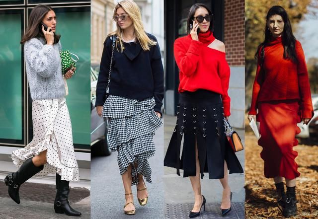 别再愁秋天穿什么啦，毛衣配裙子就很好看，一套美过一套