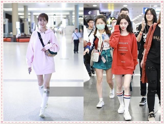 没鞠婧祎的气质别把卫衣当裙子穿,像沈梦辰这样穿成网红就尴尬了