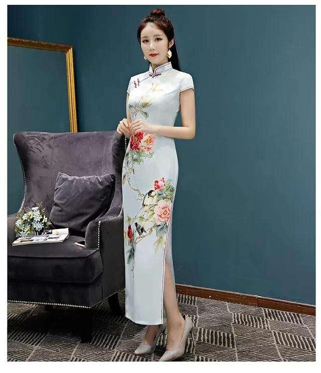 妙不可言东方美，仿丝复古旗袍，美的时尚迷人！