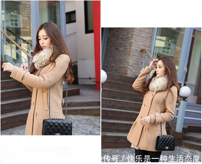 棕色■时尚穿搭第八期棕色毛呢外套搭配黑色打底裤