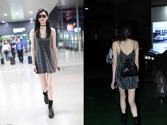 奚梦瑶为了火真拼，机场照穿露脐装一转身却吓坏网友，真不如不穿