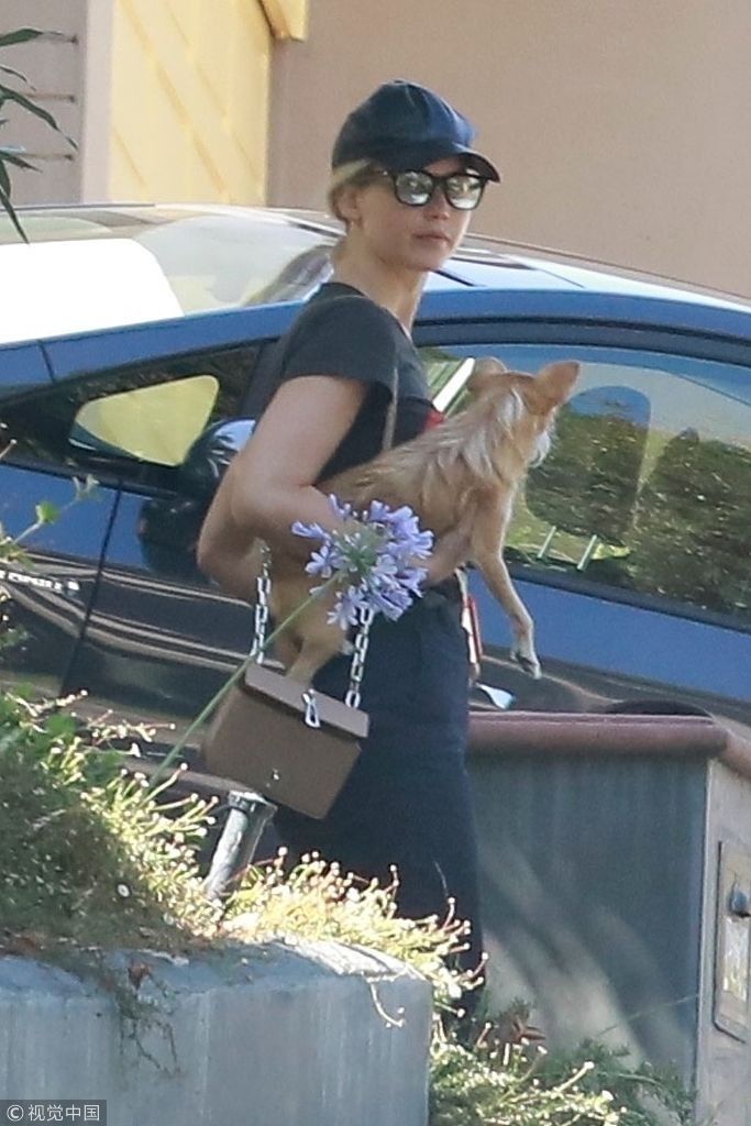 “大表姐”劳伦斯包包敞口不拘小节 素颜单手抱萌宠似路人甲