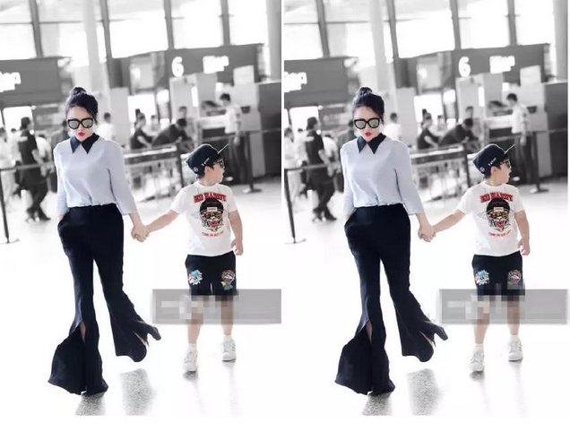 34岁冉莹颖用力过猛!衬衣喇叭裤凹造型真时髦，网友:裤脚怎么了