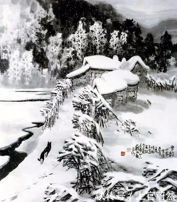 他画的夜色雪景，真美！