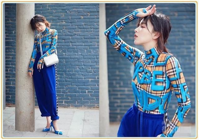 当阚清子与张雪迎同穿一件格子衫，才知道街拍和抓拍的差距有多大