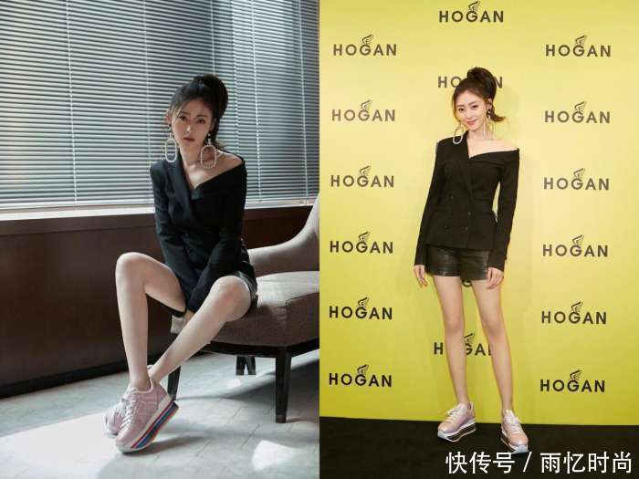 张天爱这怕是颜值巅峰了! 牛仔短裤配白色尖头鞋, 瞬间腿长一米八