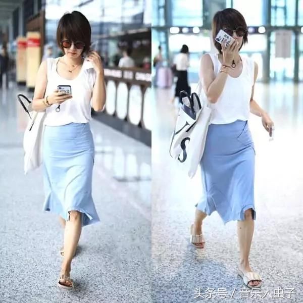 马伊琍穿裙子，左腿一颗小黑痣，简直美呆了