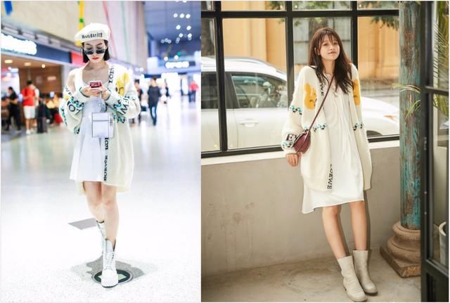 宋茜撞衫孙怡，同是短裙配针织开衫却惨败，画风差距一目了然