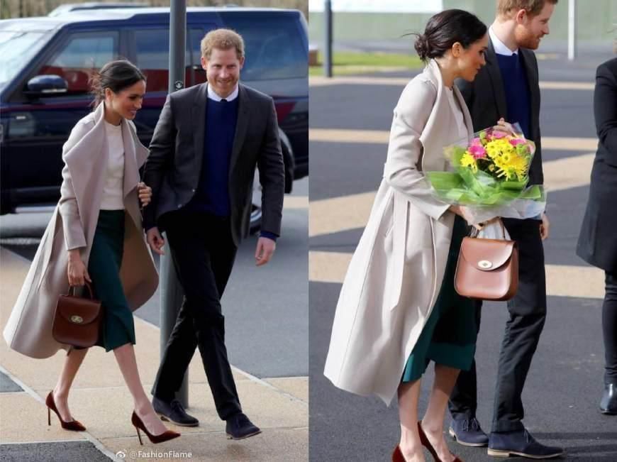 梅根婚后首次放弃裙装，风衣亮相获外媒夸赞:有戴安娜当年的风采