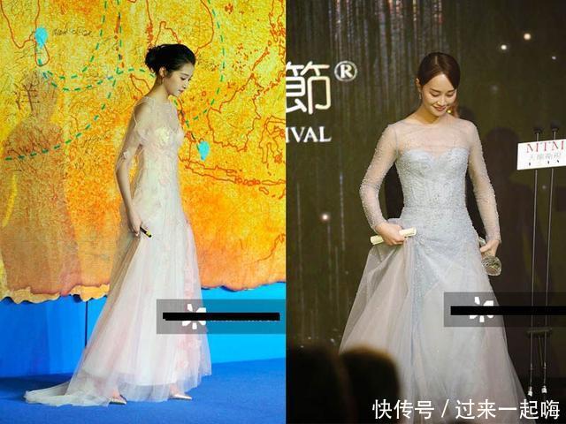 “国民闺女”关晓彤撞衫“土包子”蓝盈莹，相差7岁，差距太大！