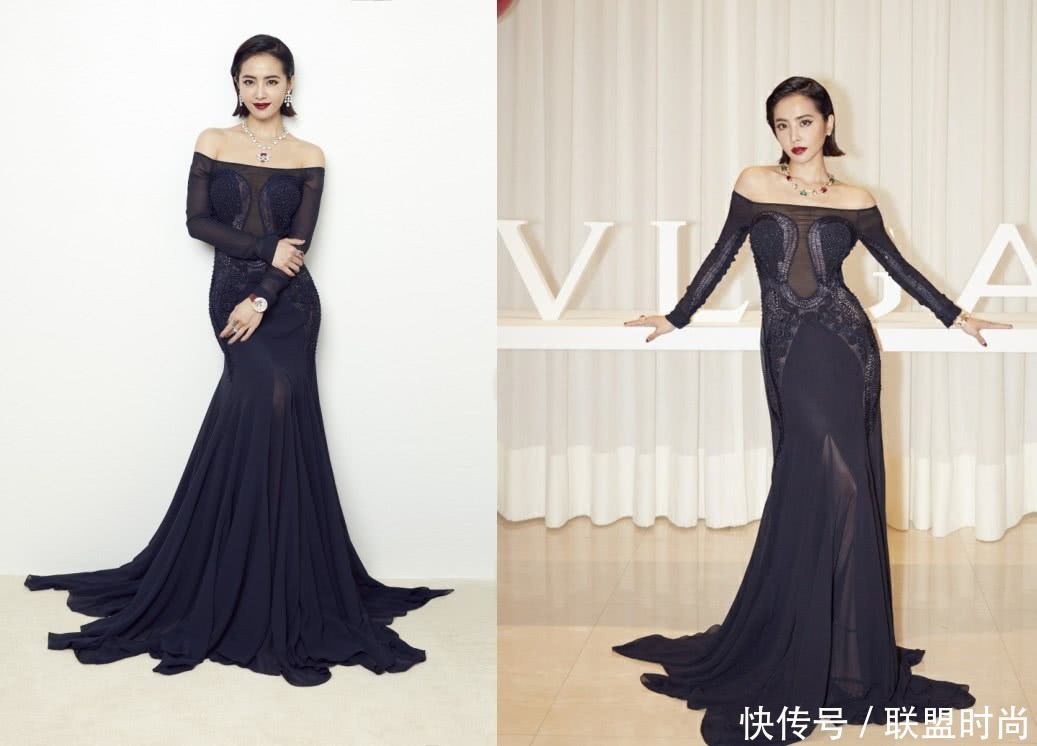 蔡依林155cm的身高，穿一字肩鱼尾裙也不丑，180的效果都出来了！