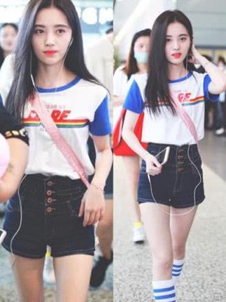 鞠婧祎身高只有159cm，却也能穿出大长腿？原来是热裤搭的好！