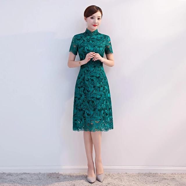 时尚蕾丝旗袍裙，低奢、气质，适应各种场合！