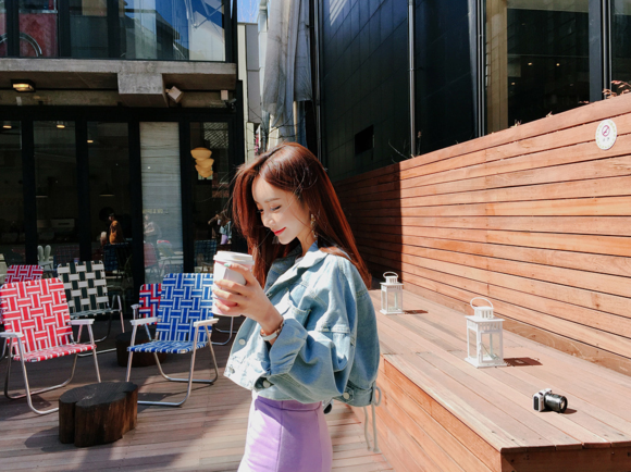 女神孙允珠，香芋蜜柚芭莎丽人娇甜牛仔装