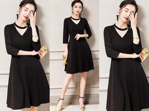 全黑的连衣裙配什么鞋？搭配各种高跟鞋，轻松显高好优雅了！