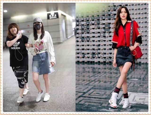 86斤唐嫣和106斤陈乔恩同穿牛仔裙，网友:苗条输给了微胖