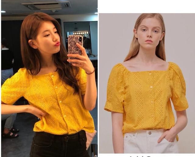 周洁琼和秀智同穿黄色上衣，网友：一个女神一个路人