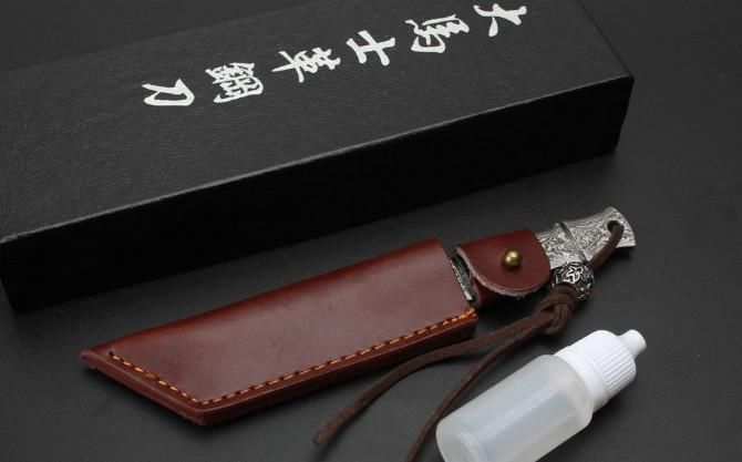 大马士革钢■「鉴赏」大马士革一体钢小武士刀