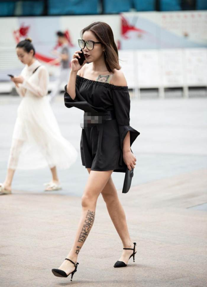 重庆街拍“火辣”美女, 蕾丝镂空性感好身材