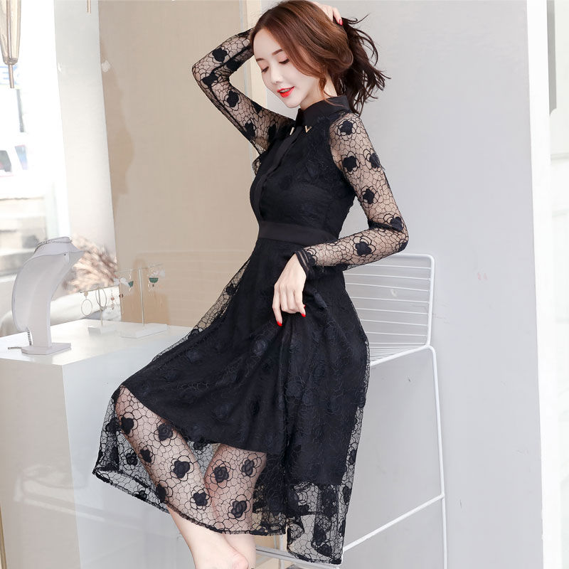 初秋温差有点大，别穿吊带裙了!初秋新款长袖裙，又美又嫩