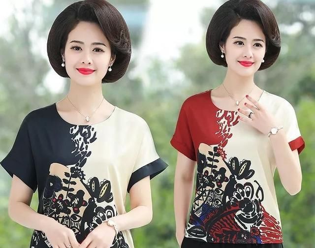  [阔腿裤]妈妈们春季怎么穿更显女人味?修身印花T恤打底衫,减龄时尚大气...