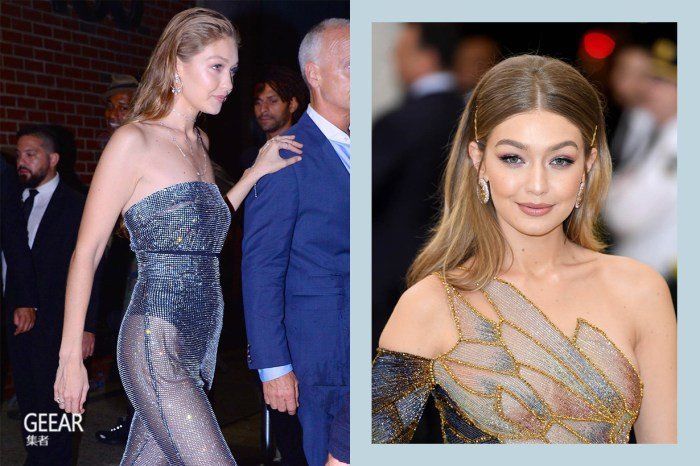 虽然没有好姐妹们性感，穿着水晶连体裤的Gigi Hadid已艳压全场!