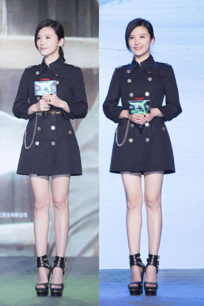 杨子姗为了秀腿! 短裤直接提到大腿根, 只见上身穿的那么臃肿!